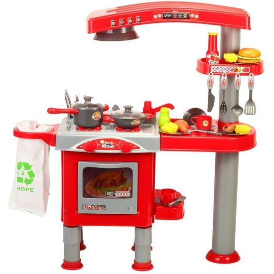 Velká dětská kuchyňka s digestoří a příslušenstvím Red Kitchen