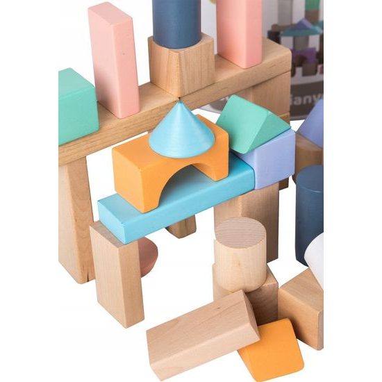 Ecotoys sada dřevěných kostek 100 ks v boxu