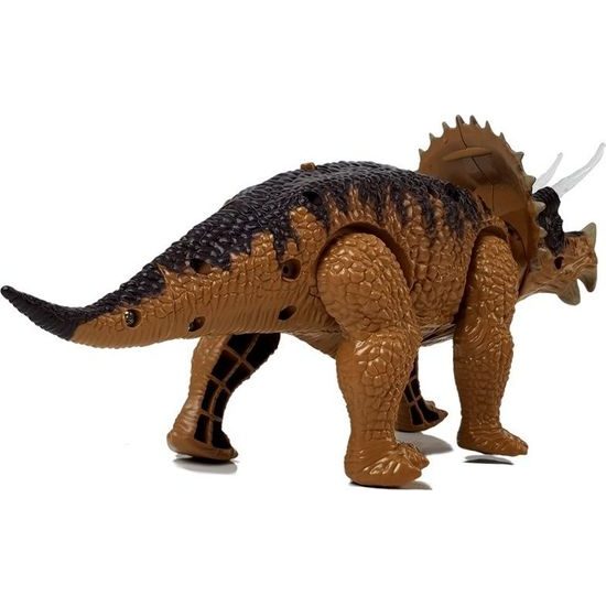Dinosaurus Triceratops na baterie - hnědý
