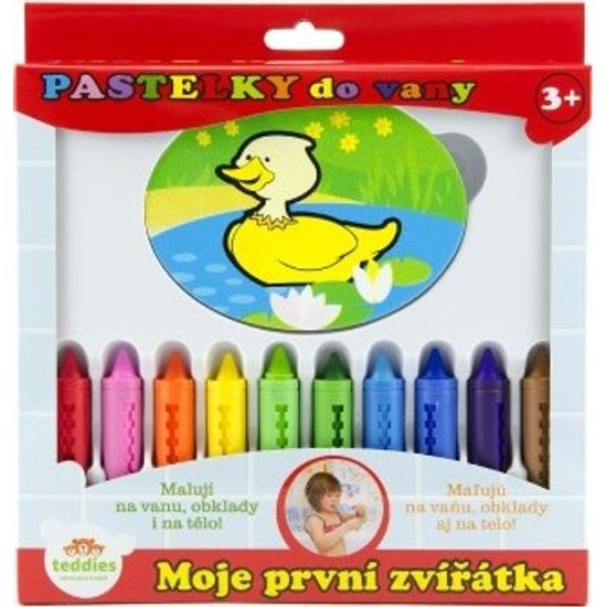 Pastelky do vany - Moje první zvířátka 10 ks s houbičkou