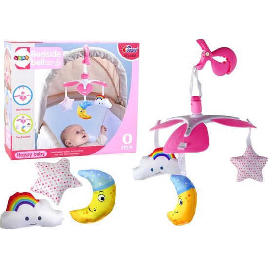 Dětský kolotoč nad postýlku s klipem Sky Pink