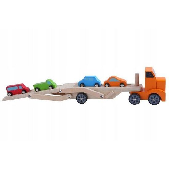 Ecotoys dřevěné autíčko Odtahovka + 4 autíčka