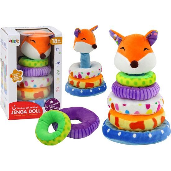 Plyšová pyramida barevná Liška, 27 cm