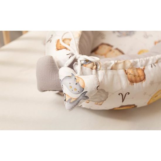 Hnízdečko pro miminko z mušelínu, Zvířátka, šedá