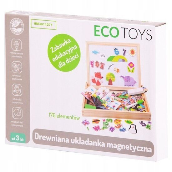 Ecotoys dřevěná magnetická tabulka Puzzle