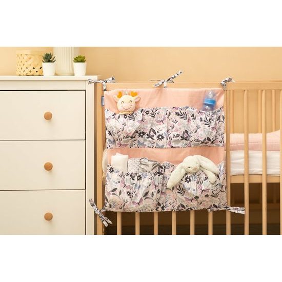 Organizér na postýlku Motýly, růžová