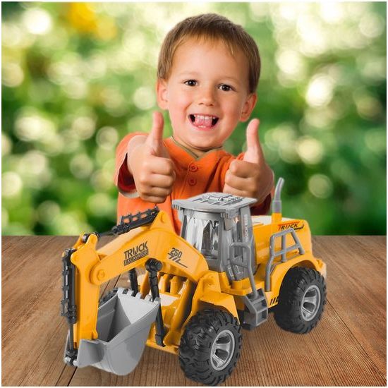 POŠKOZENÝ OBAL Bagr na dálkové ovládání Truck Excavator s pohyblivou lžící 1:36