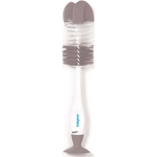 BabyOno kartáč na čištění lahví a saviček 2v1 s přísavkou šedý