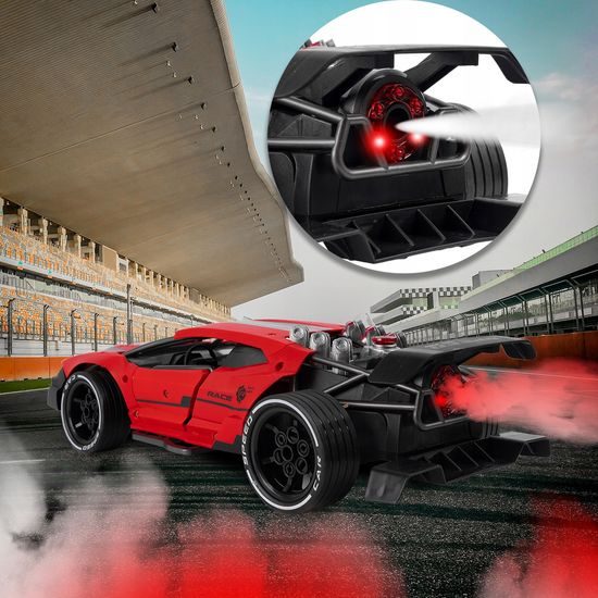 Auto na dálkové ovládání s kouřovým efektem Speed Phantom 1:14 červené