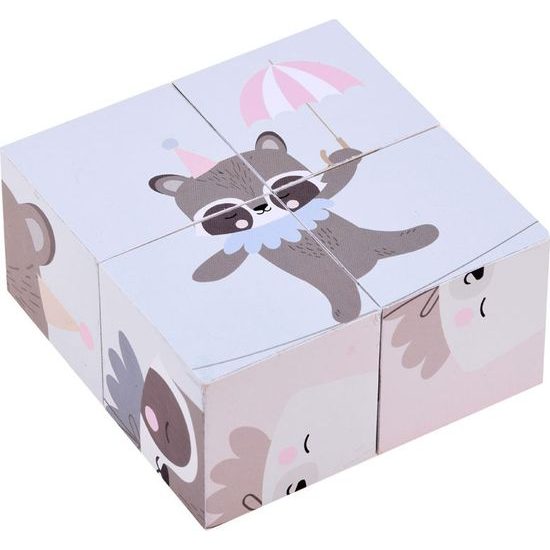 Dřevěné kostky puzzle obrázky zvířat