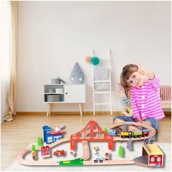 Dřevěná vláčkodráha Wooden Train 70 dílků