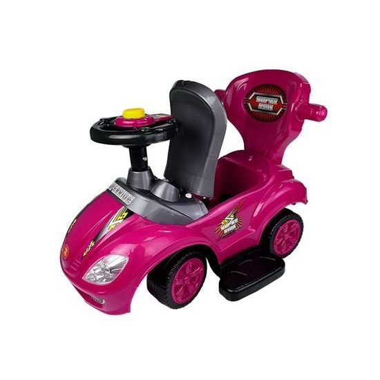Odrážedlo Mega Car s vodící tyčí 3v1 růžové