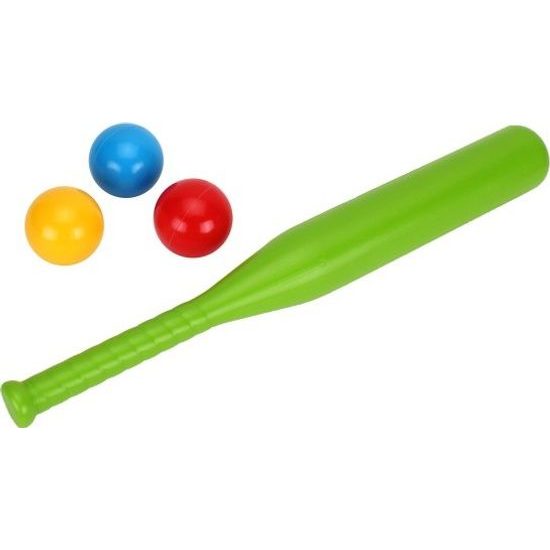 Baseballová pálka + míčky 3ks - mix 2 barvy