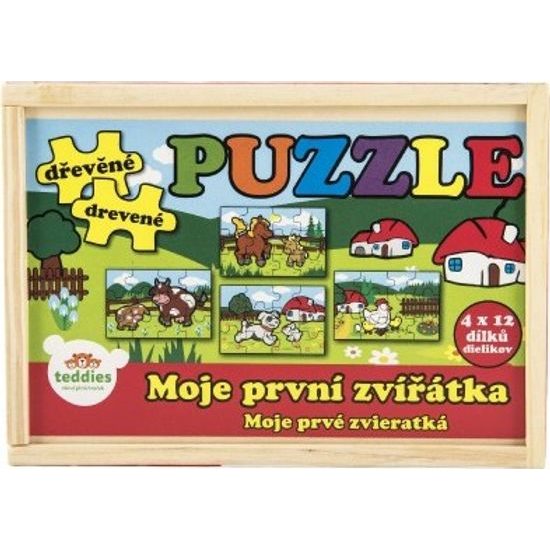 Dřevěné Puzzle - Moje první zvířátka 4x12 dílků