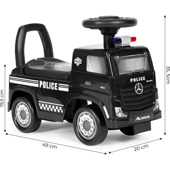 Dětské mini odrážedlo se zvuky Mercedes Actros - černé