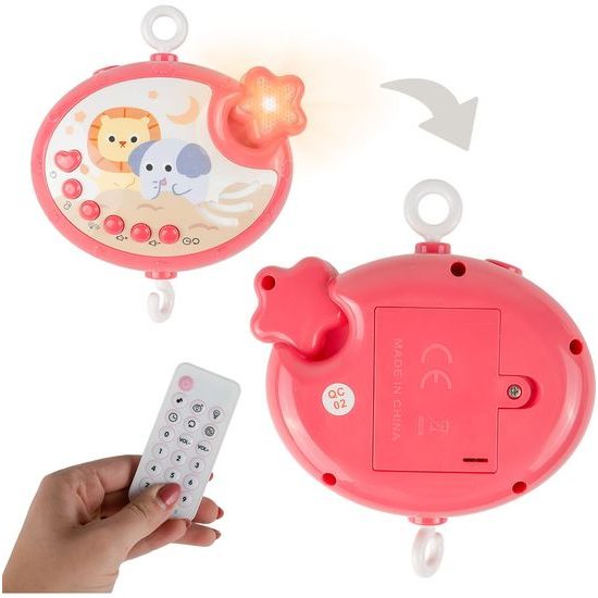 Kolotoč nad postýlku s projektorem a dálkovým ovládáním Music Mobile růžový