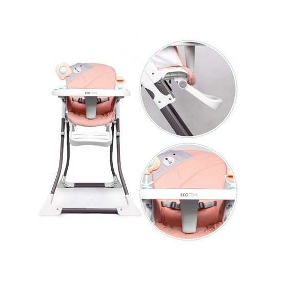 SMONTOVÁNO Ecotoys jídelní židlička 2v1 Myška růžová