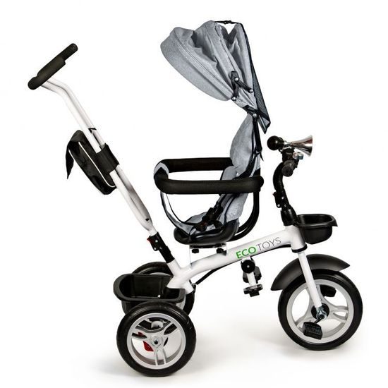 Ecotoys dětská tříkolka s otočným sedadlem 2v1 šedá