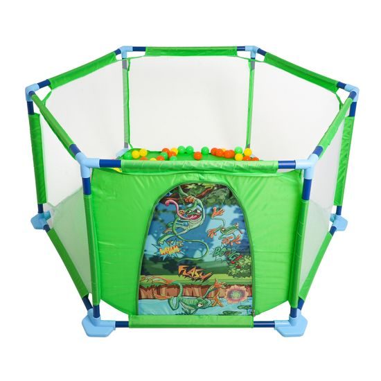 Detská ohrádka so 40 loptičkami Hexagon Fence - zelená
