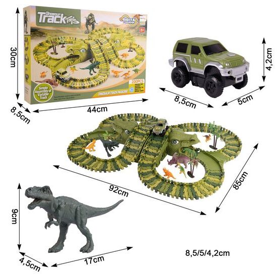 Autodráha s autíčkem na baterie a dinosaury 200 dílků Dino Track