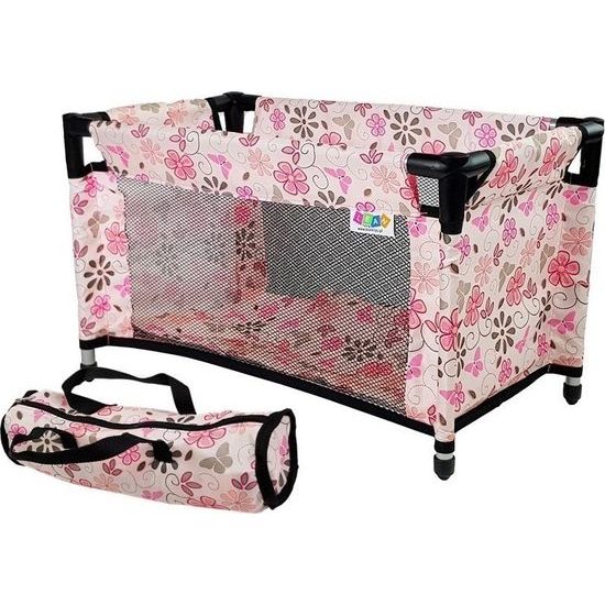 SMONTOVÁNO Alice postýlka pro panenku 7702 světle růžová s kytičkami