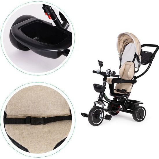 Ecotoys dětská tříkolka s otočným sedadlem Trike 2v1 béžová