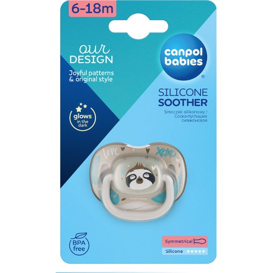 CANPOL babies Dudlík silikonový symetrický EXOTIC ANIMALS 6-18m 1ks lenochod