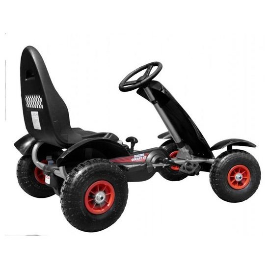 Dětská šlapací motokára s nafukovacími koly Formule 618 černá