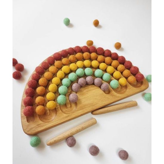 Deska - "duha" - 5 žlábků s barevnými kuličkami