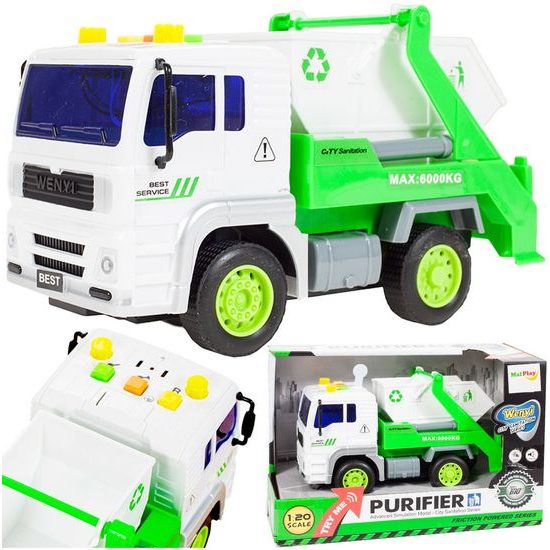 Popelářské auto s kontejnerem, světly a zvuky City Service 1:20