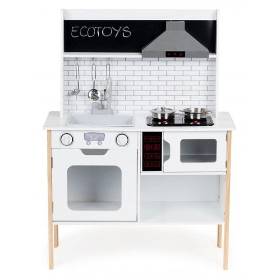 Ecotoys dětská dřevěná kuchyňka se zvuky a LED efekty House Kitchen