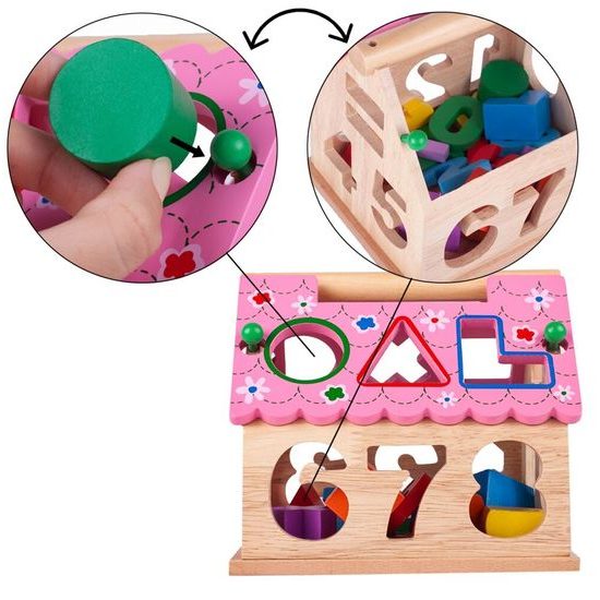 Dřevěný edukační domeček s prohazovacími otvory Wisdom House