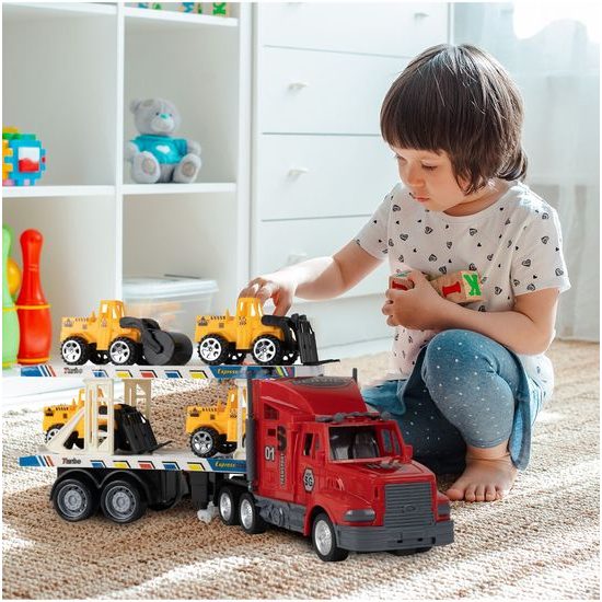 Nákladní autíčko se stavebními stroji na dálkové ovládání Truck Transport