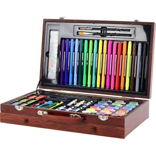 Umělecká sada v dřevěném kufru 123 prvků