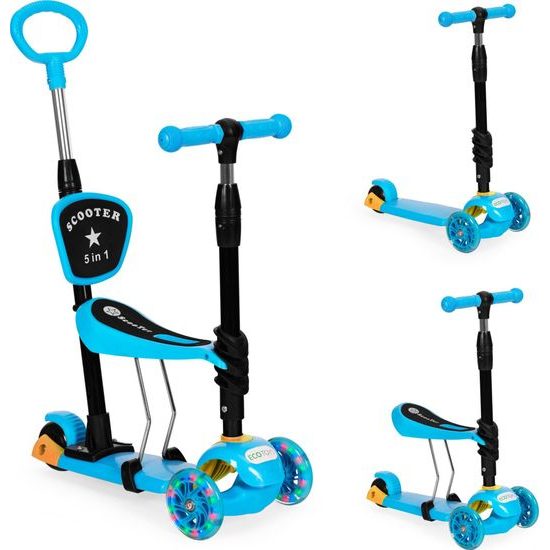 Ecotoys dětská koloběžka se svítícími koly Bedrunka modrá 5v1