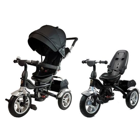 Majlo Toys tříkolka 2v1 s nafukovacími koly PRO600 černá