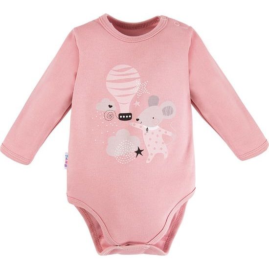 EEVI Kojenecké body s dlouhým rukávem Mellow růžová 80 (9-12m)