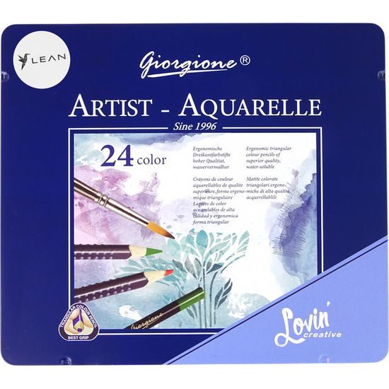 Sada 24 akvarelových pastelek v kovové nádobě