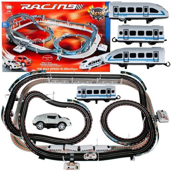 Dětská XXL vláčkodráha s autodráhou Speed Racing 600 cm