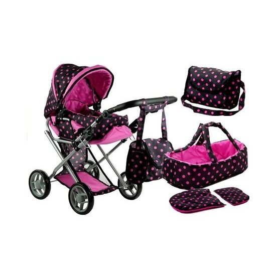 Alice kočárek pro panenky 9346 kombinovaný černý
