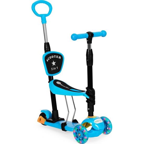 Ecotoys dětská koloběžka se svítícími koly Bedrunka modrá 5v1