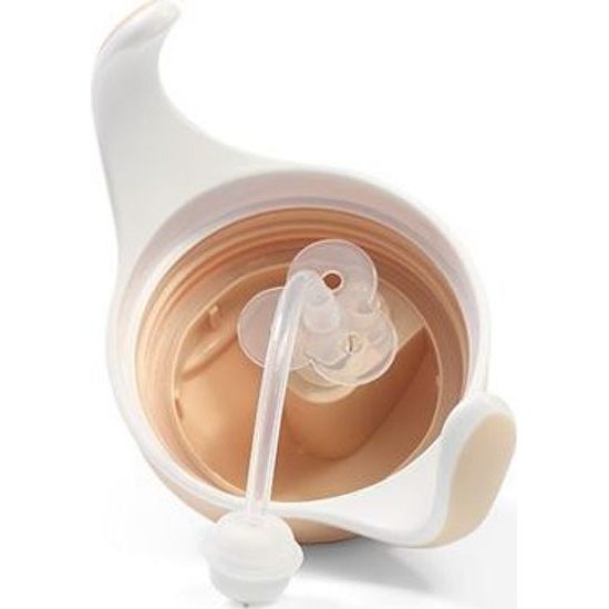 Dětský hrneček se zatíženým brčkem - béžový