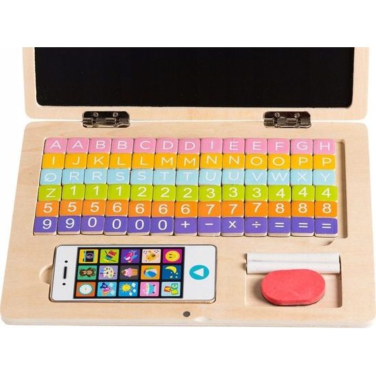 Ecotoys dřevěný notebook s magnetickým monitorem