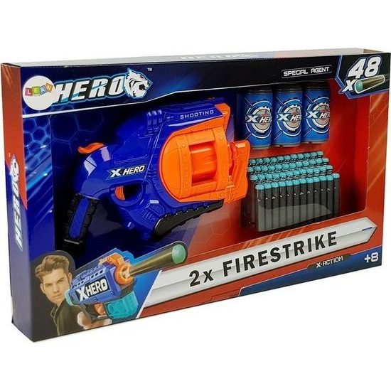 Velká pistol na pěnové náboje 48 ks - oranžovo/modrá