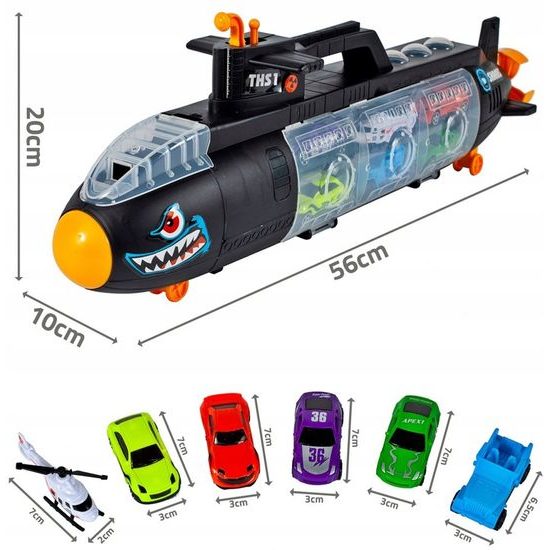 Ponorka s autíčky a helikoptérou Shark Submarine