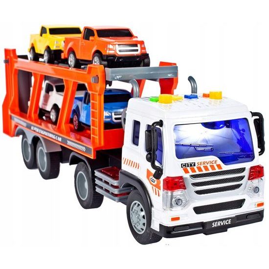 Nákladní auto se 4 autíčky světly a zvuky City Service 1:16