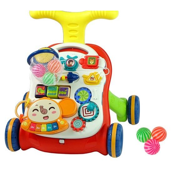 Interaktivní chodítko s hracím stolečkem Music Stroller 2v1 červené