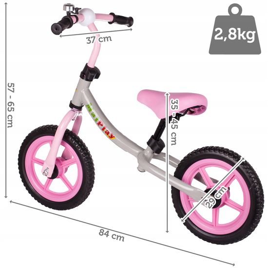 Dětské odrážedlo Nolan 12" šedo-růžové