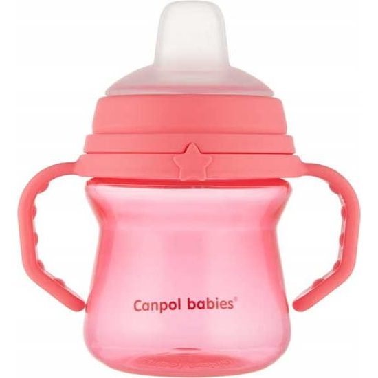 CANPOL babies Hrneček se silikonovým pítkem FirstCup 150ml růžový