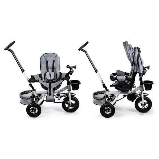 Ecotoys dětská tříkolka s otočným sedadlem a nafukovacími koly Rotage šedá